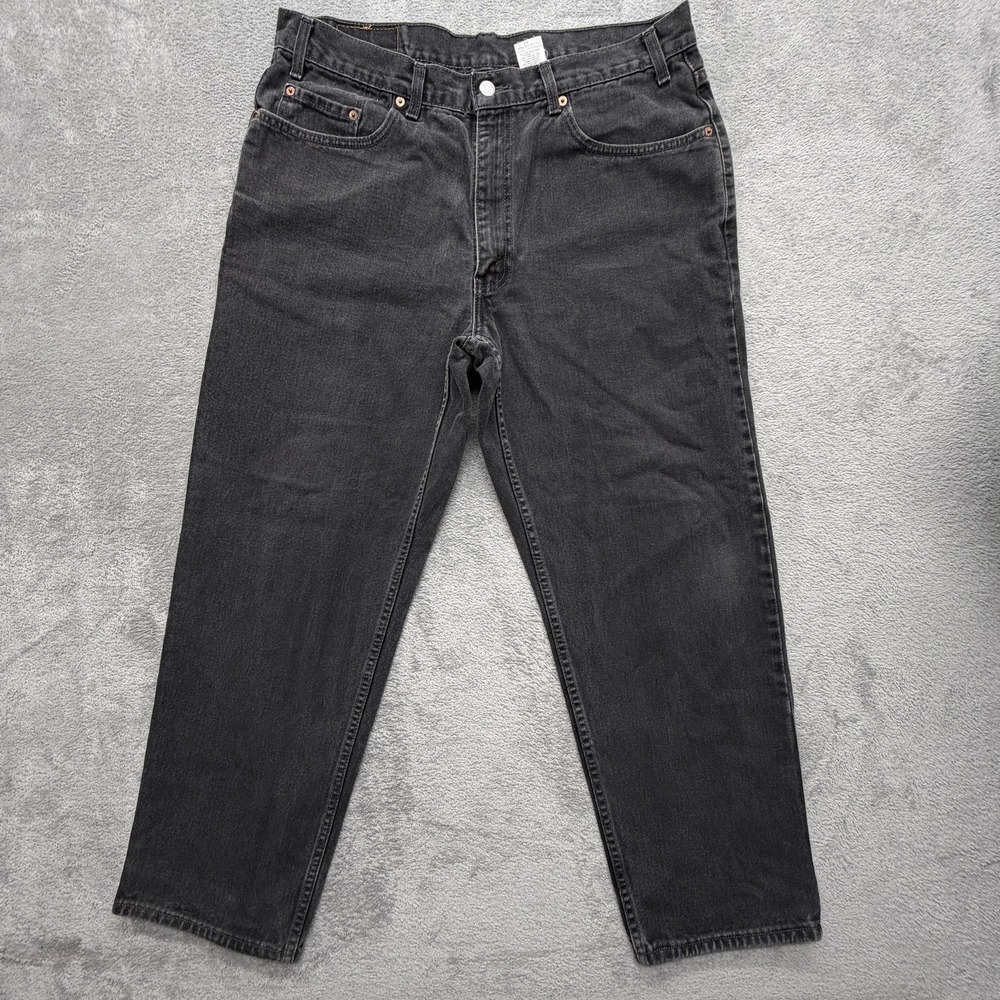Vintage Levis 550 Jeans Mens Measured 36x28 Black Relaxed Tapered Denim Zip Fly